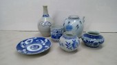 GROUP OF SIX ASIAN BLUE AND WH