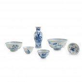 GROUP OF SIX BLUE AND WHITE WA