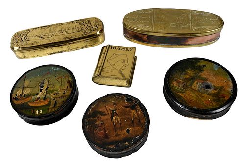GROUP OF SIX BRASS AND PAPER