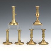 GROUP OF SIX BRASS CANDLEHOLDE