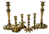 GROUP OF SIX BRASS CANDLESTICK