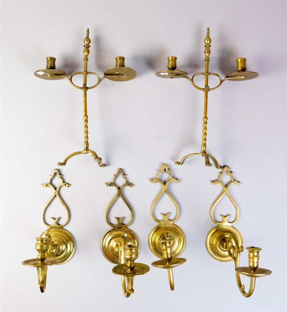 GROUP OF SIX BRASS LIGHTING
