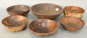 GROUP OF SIX BURLWOOD BOWLS, 1