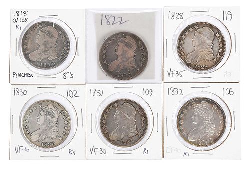 GROUP OF SIX CAPPED BUST HALF