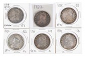 GROUP OF SIX CAPPED BUST HALF