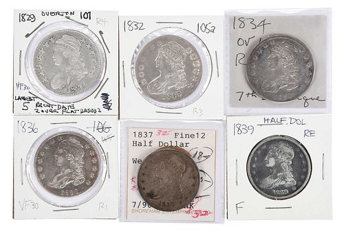 GROUP OF SIX CAPPED BUST HALF