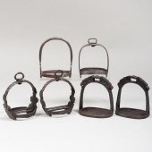 GROUP OF SIX CAST METAL STIRRU