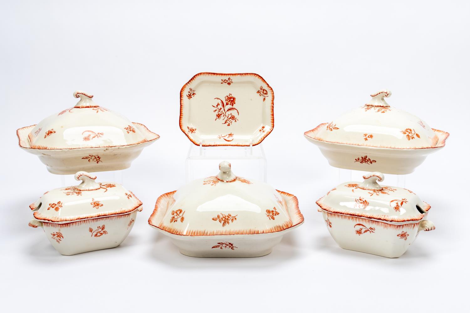 GROUP OF SIX CAULDON IRONSTONE