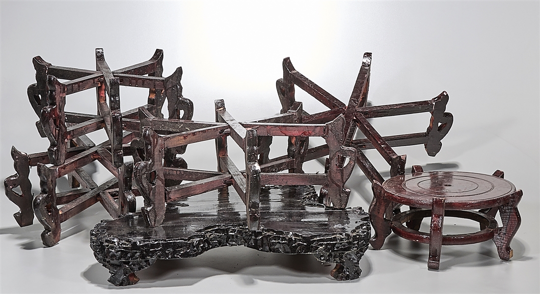 Group of six Chinese wood stands