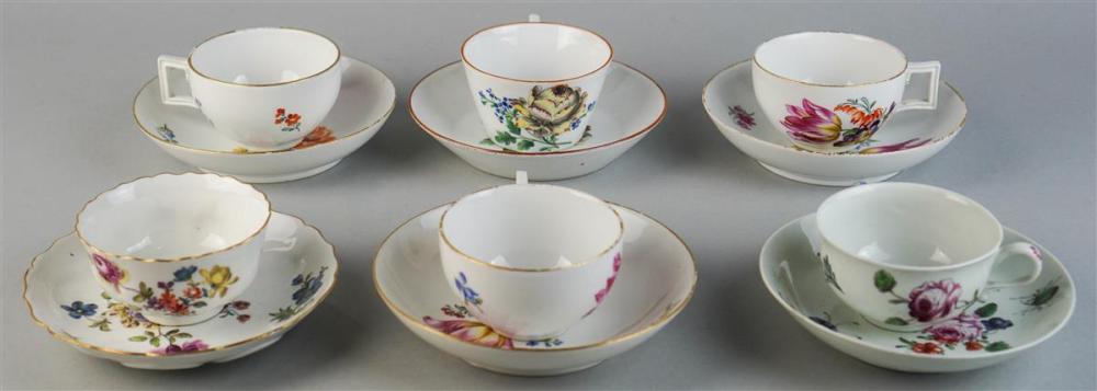 GROUP OF SIX CONTINENTAL FLORAL