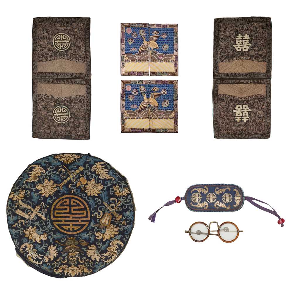 GROUP OF SIX EMBROIDERIES LATE QING
