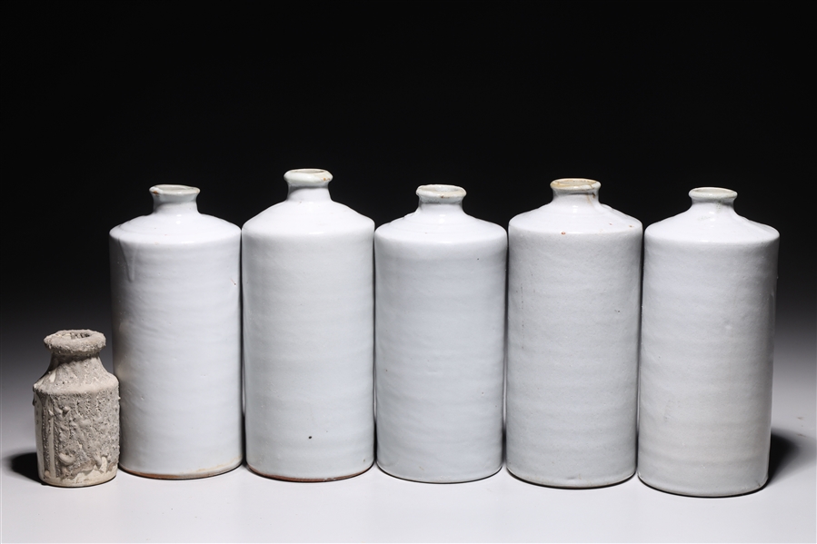 Group of six European glazed