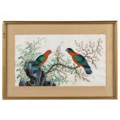 GROUP OF SIX 'EXOTIC BIRD' PAI