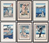 GROUP OF SIX FRAMED JAPANESE W