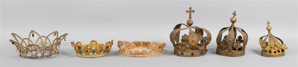 GROUP OF SIX GOLD WASH METAL AND