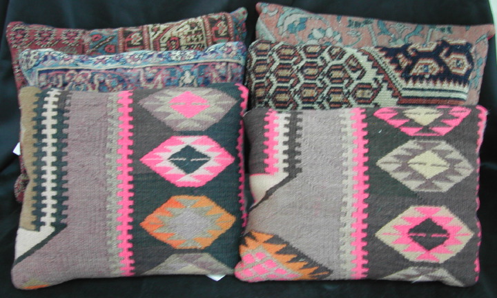 Group of Six Handmade Pillows, 