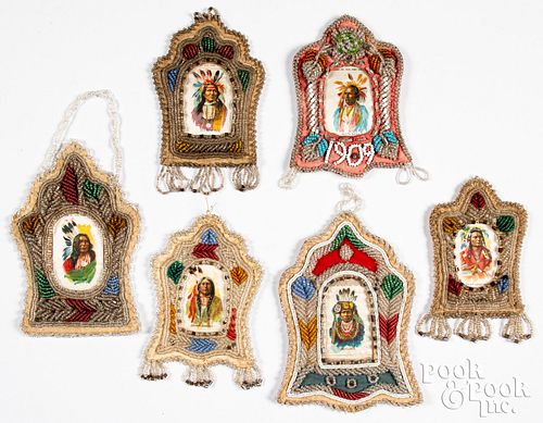 GROUP OF SIX IROQUOIS INDIAN BEADED