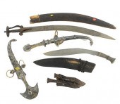 GROUP OF SIX KNIVES AND DAGGER