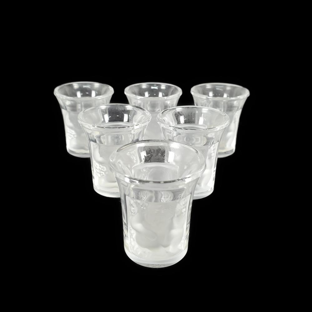 GROUP OF SIX LALIQUE SHOT