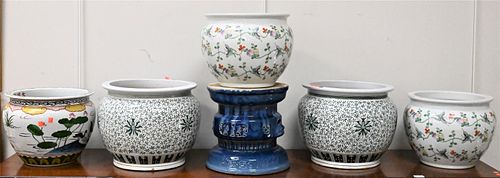 GROUP OF SIX LARGE CERAMIC ORIENTAL
