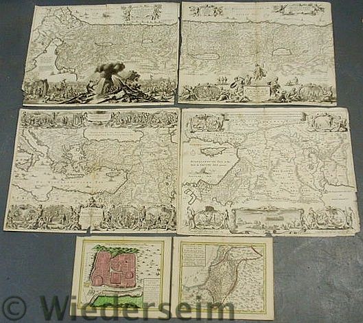 Group of six maps of the Holy Lands