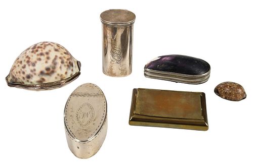 GROUP OF SIX MINIATURE BOXES19th