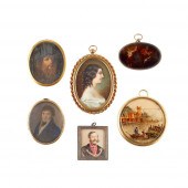 GROUP OF SIX MINIATURE PAINTIN