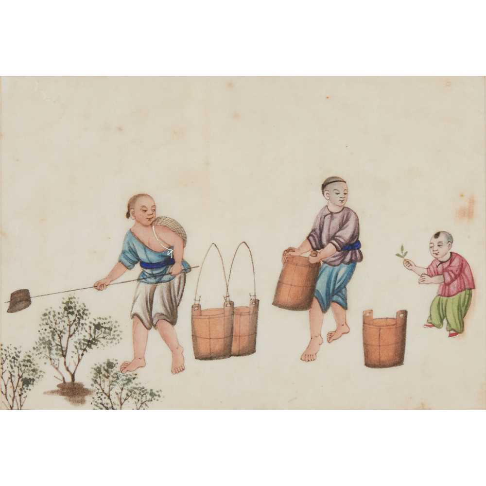 GROUP OF SIX PAINTINGS ON PITH