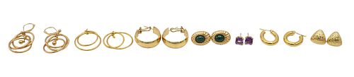 GROUP OF SIX PAIRS OF 14 KARAT