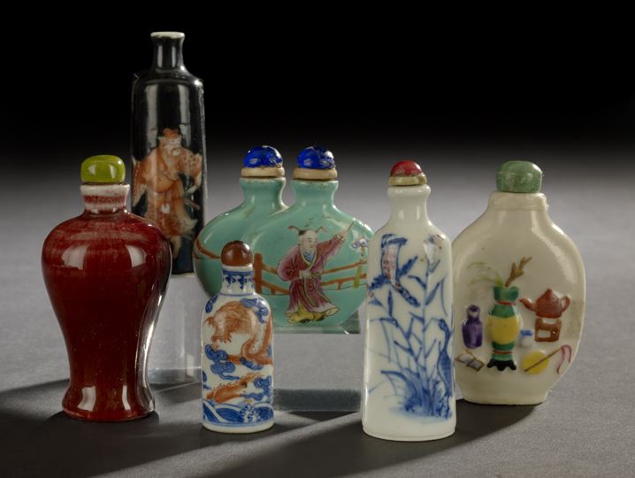 Group of Six Porcelain Snuff