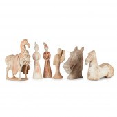 GROUP OF SIX POTTERY FIGURES ?