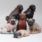 GROUP OF SIX PUG FORM DOORSTOP