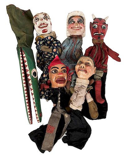 GROUP OF SIX PUNCH AND JUDY GLOVE