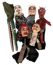 GROUP OF SIX PUNCH AND JUDY GL