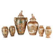 GROUP OF SIX SATSUMA VASES
MEI