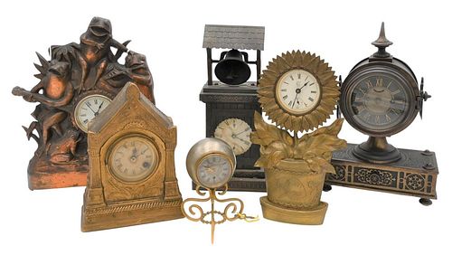 GROUP OF SIX SHELF CLOCKS TO