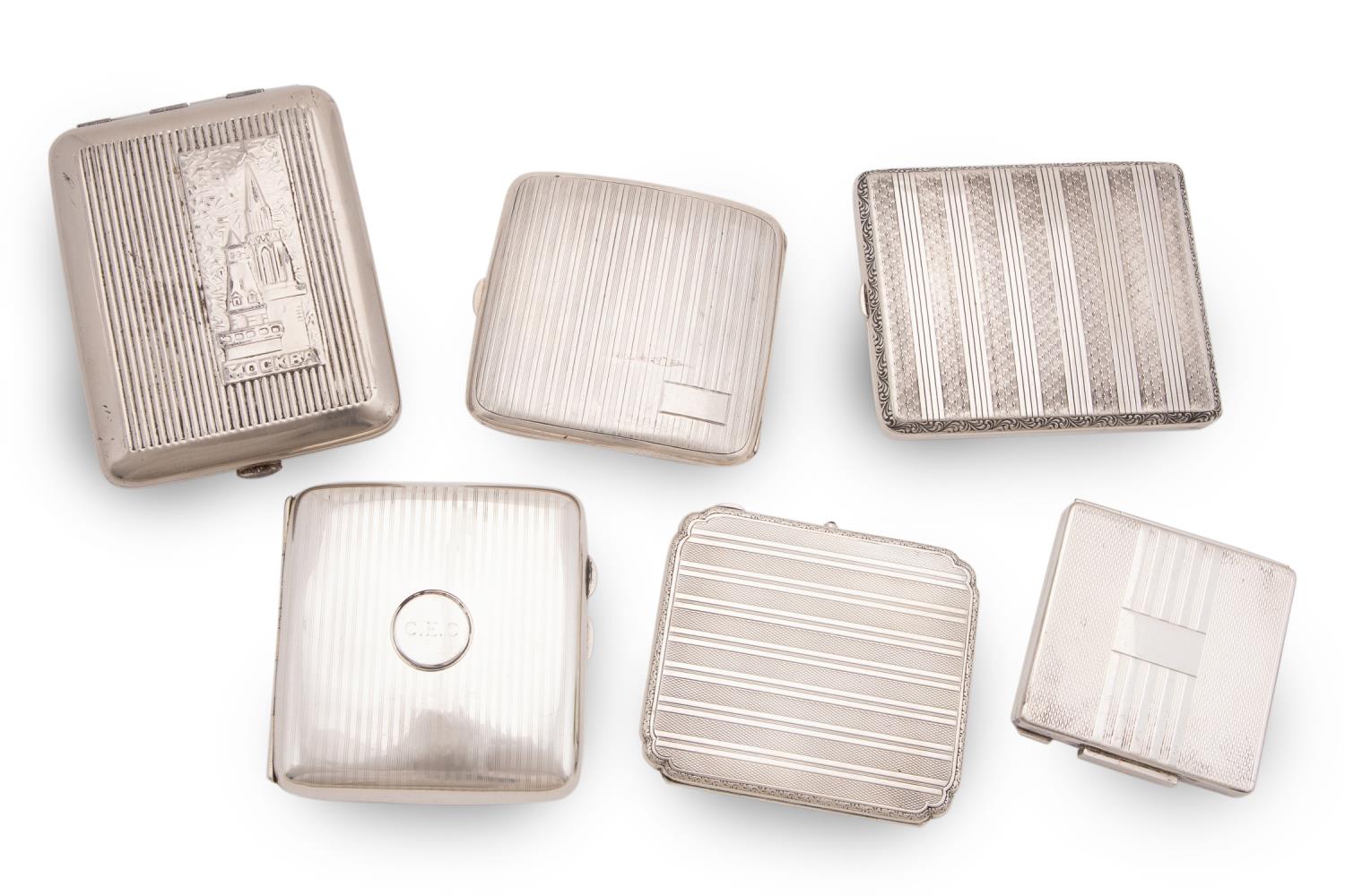 GROUP OF SIX SILVER AND METAL