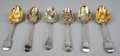GROUP OF SIX SILVER BERRY SPOO
