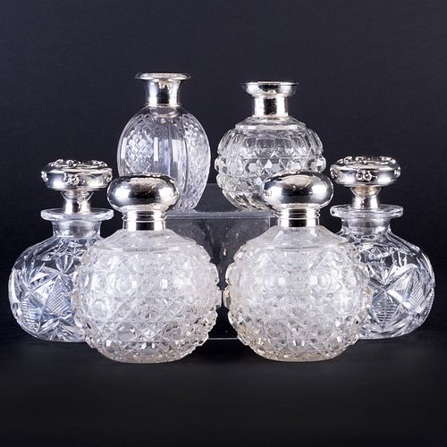 GROUP OF SIX SILVER MOUNTED CUT