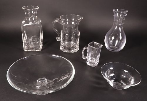 GROUP OF SIX SIMON PEARCE GLASSWARE