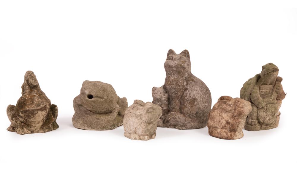 GROUP OF SIX SMALL CAST STONE