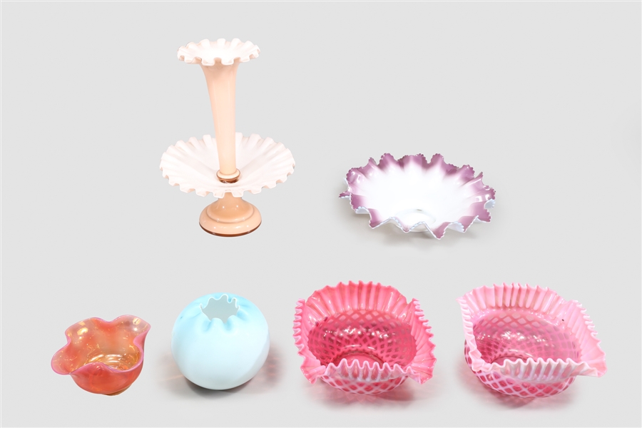 Group of six vintage ruffled