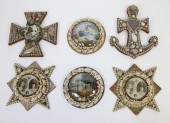 GROUP OF SIX VINTAGE SHELL ENC