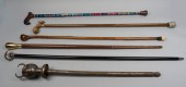 GROUP OF SIX WALKING STICKS AN