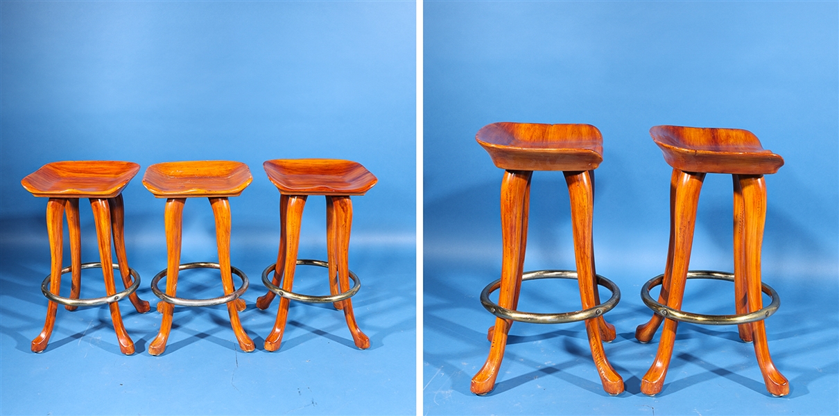 Group of six wood and metal
