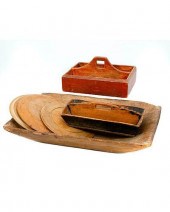 GROUP OF SIX WOOD KITCHEN TABL