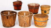 GROUP OF SMALL WOODEN BUCKETS
