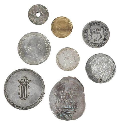GROUP OF SPANISH COINS, COB,