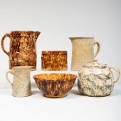GROUP OF SPECKLE GLAZED POTTER