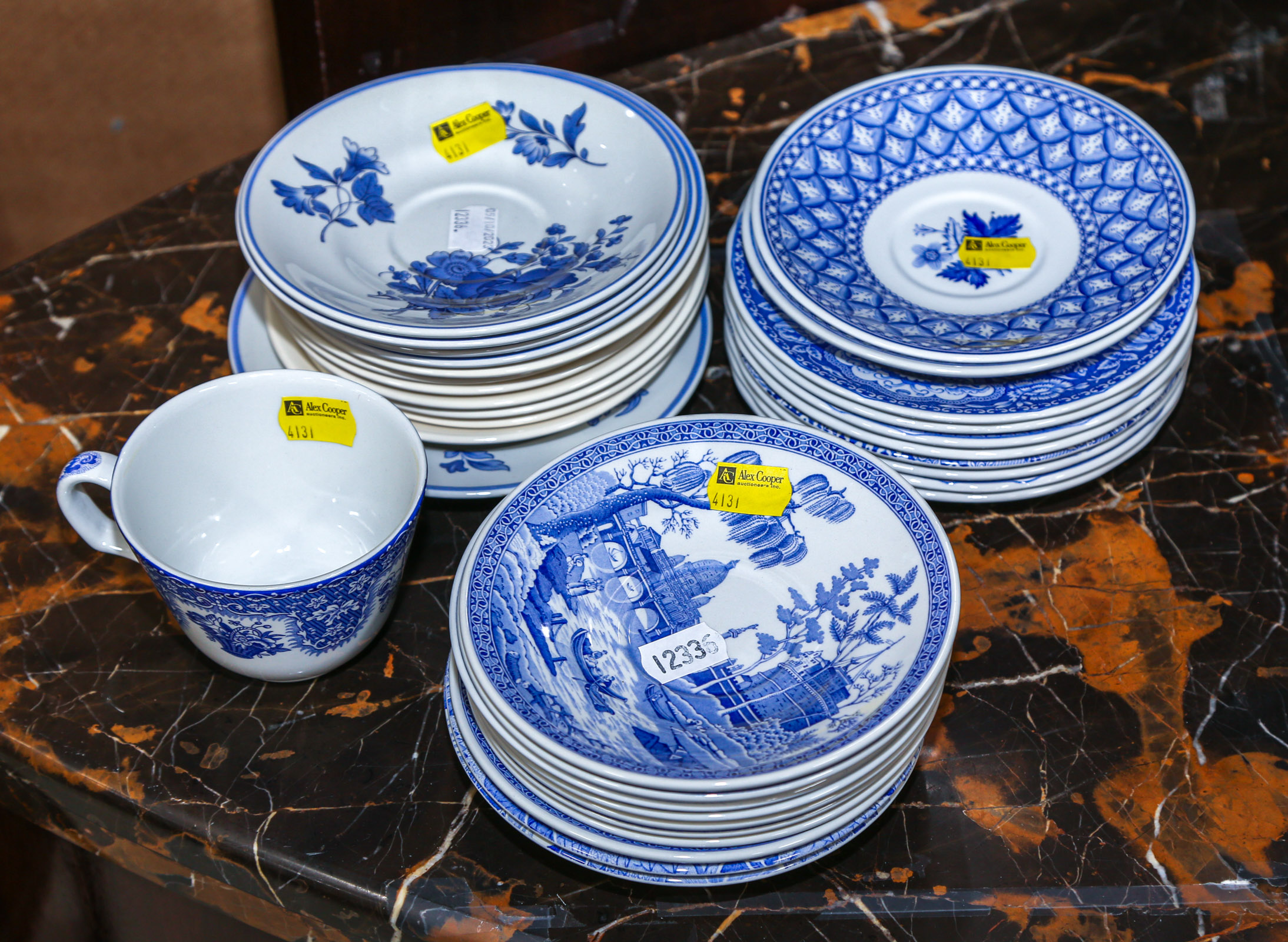 GROUP OF SPODE SAUCERS & ONE CUP